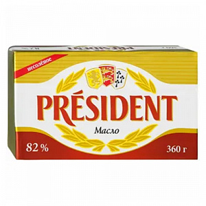 Масло сливочное President 82%, 360 г